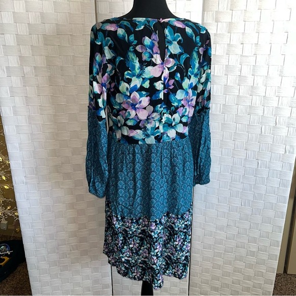 Soft Surroundings Night Bloom Floral Patchwork Dress Blue Women’s Size Small - Picture 4 of 11